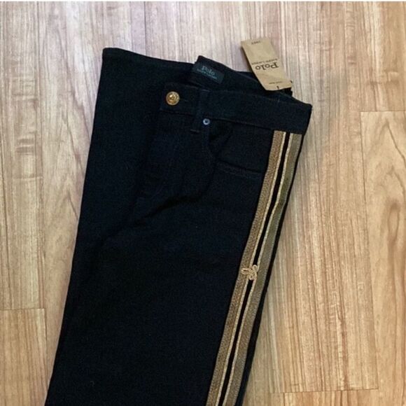 NWT Polo Ralph Lauren Gold & Black Wide Leg Black Jeans 26W - Picture 7 of 14